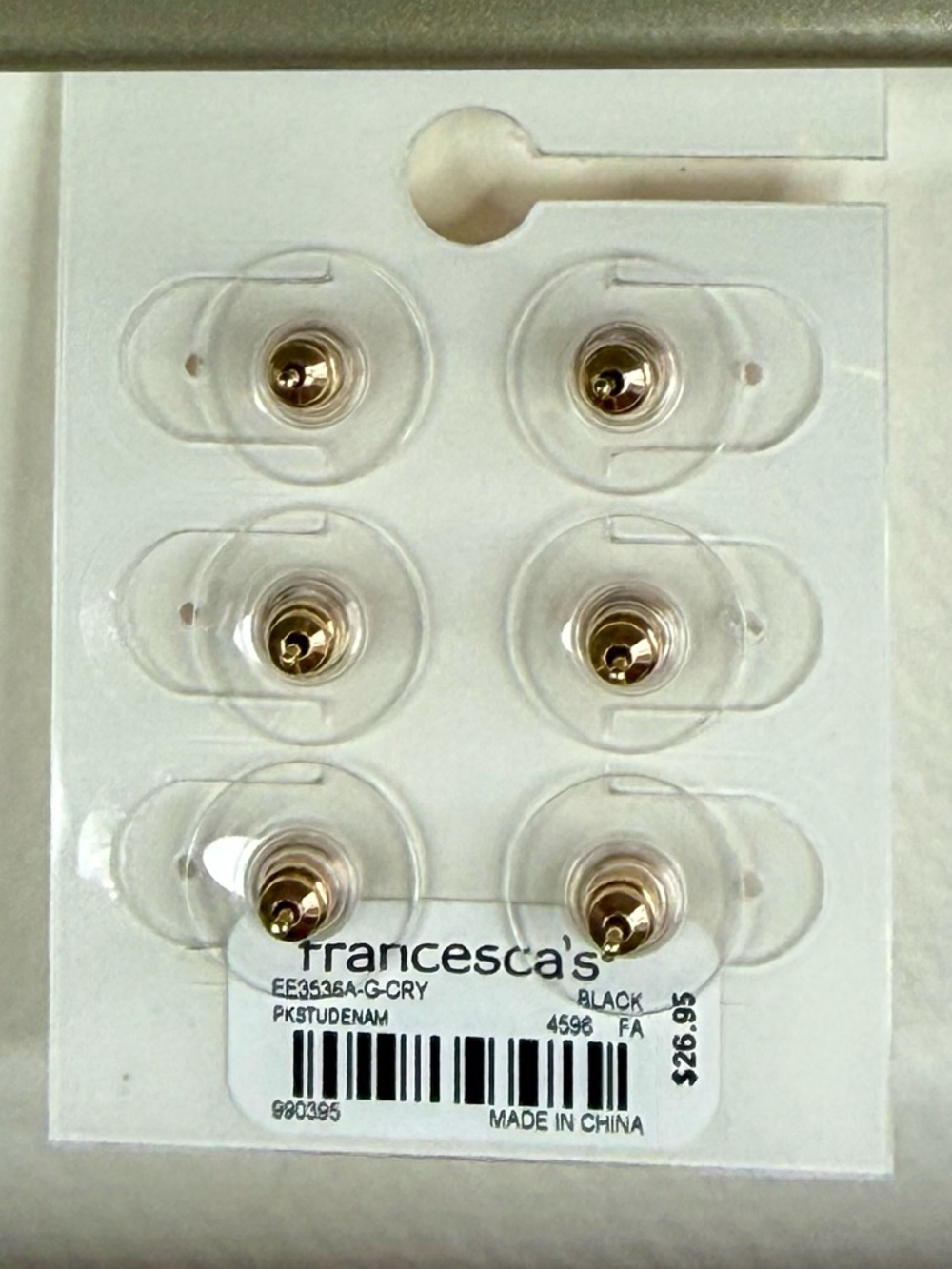 francesca's 14 Gold Dipped & Black Clover Stud Earring Set of 3 Pair - Picture 4 of 4